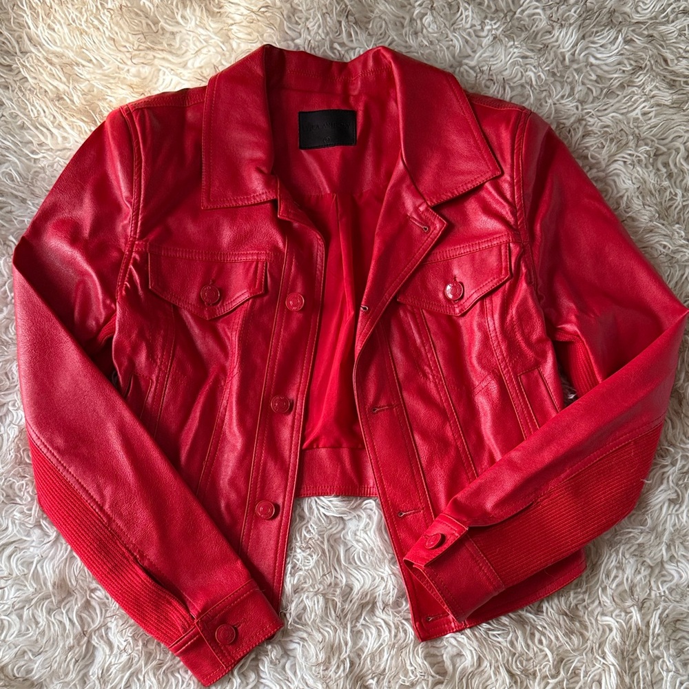 Vibrant Red Vegan Leather Women's Jacket